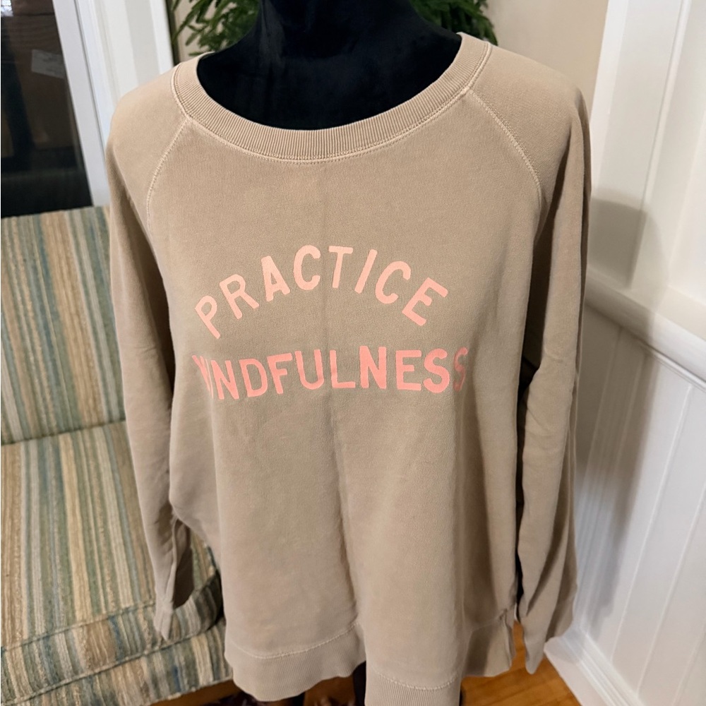 Old Navy Tan Sweatshirt with Pink Accents